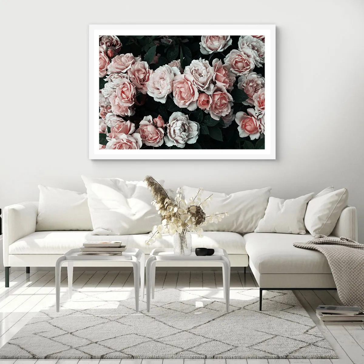 Plakát v bílém rámu - Růžový ansámbl - 50x40 cm