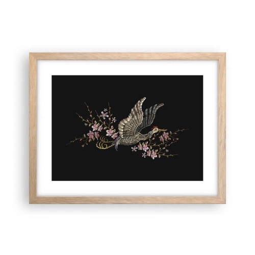 Plakát v rámu světlý dub - Exotický vyšívaný pták - 40x30 cm