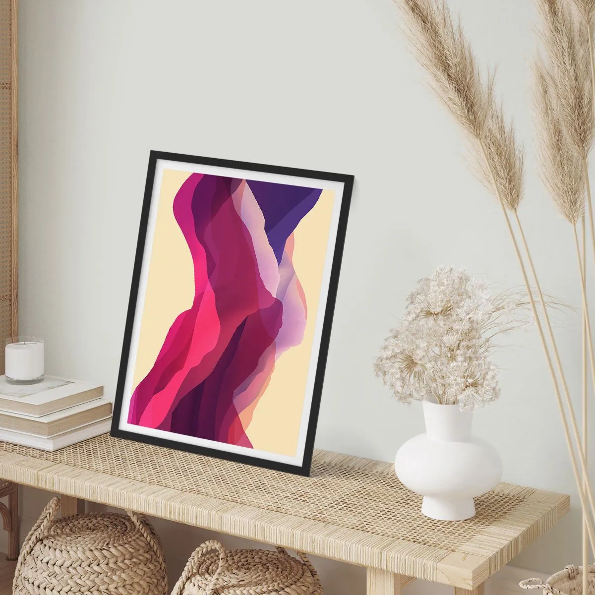 Plakát v černém rámu - Vlny fialové - 40x50 cm