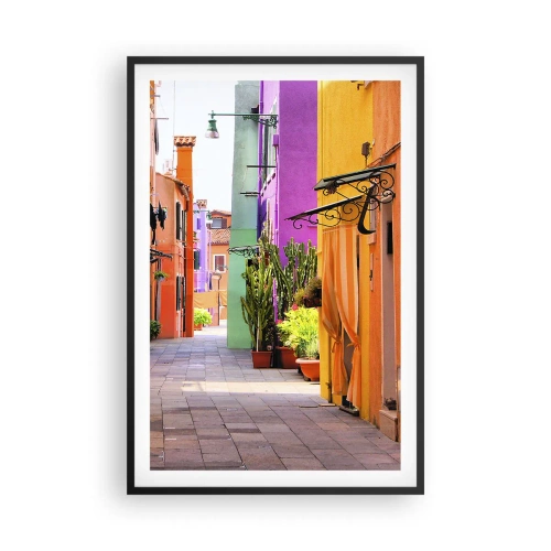 Plakát v černém rámu - Duhová ulička - 61x91 cm