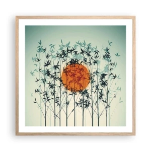 Plakát v rámu světlý dub - Japonské slunce - 60x60 cm