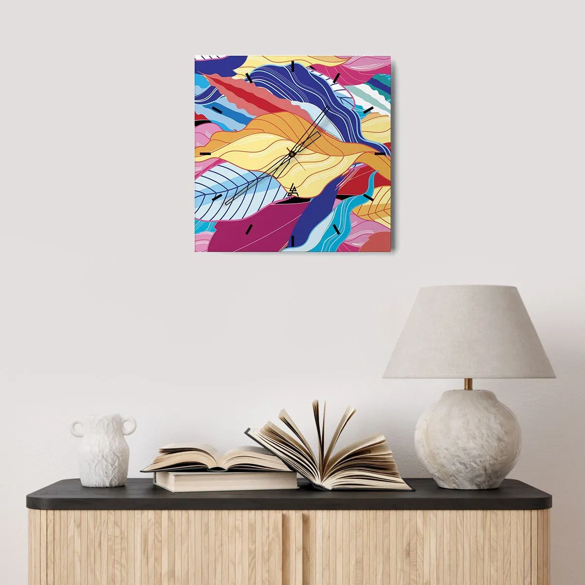 Nástěnné hodiny - Barevný nepořádek - 40x40 cm