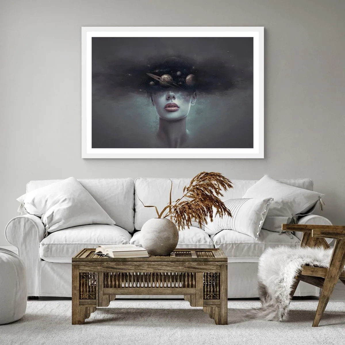 Plakát v bílém rámu - A planety… - 60x60 cm