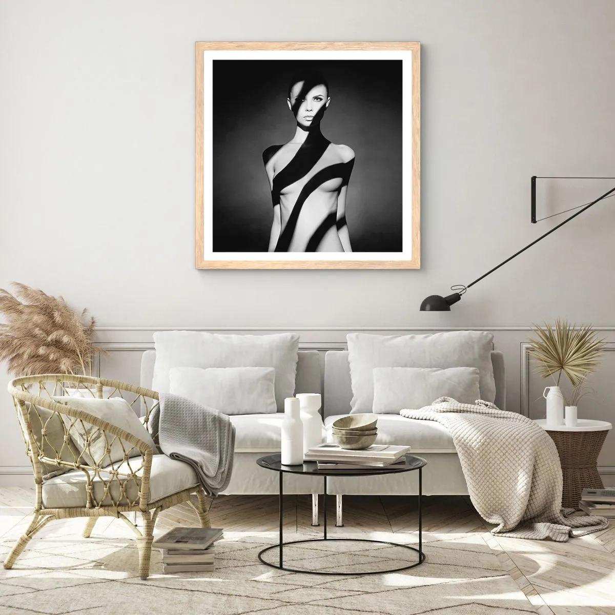 Plakát v rámu světlý dub - V záři i ve stínu - 60x60 cm