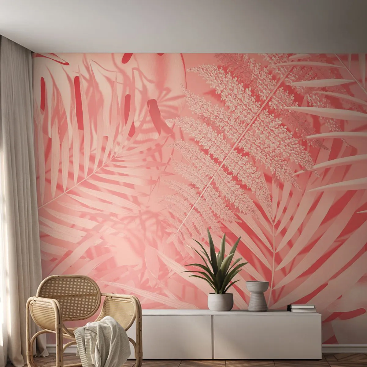 Fototapeta Standard Eco - Růžový koncept - Abstrakce, Palmový list, Grafika - 250x175 cm