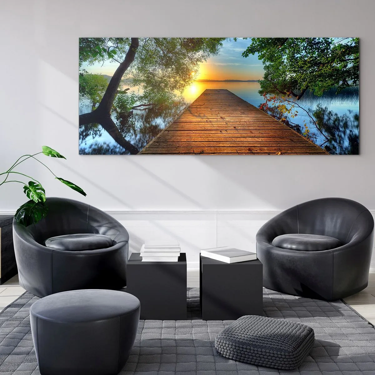 Obraz na skle - Nespěchej, posaď se - 100x40 cm