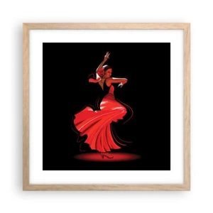Plakát v rámu světlý dub - Žhavá duše flamenco - 40x40 cm