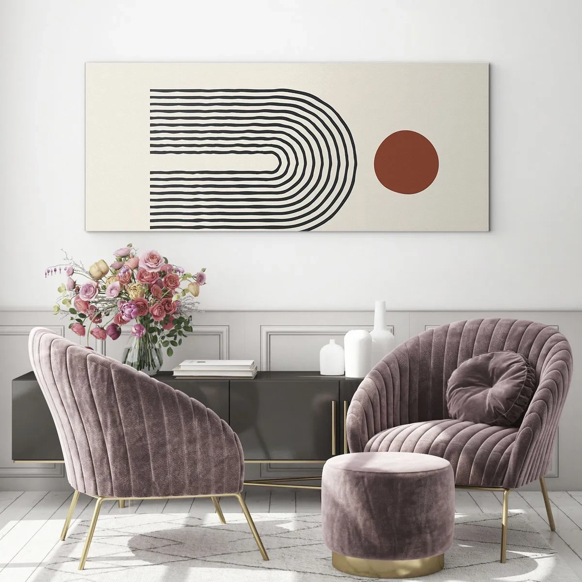 Obraz na skle - Magnetismus tvarů a barev - 160x50 cm