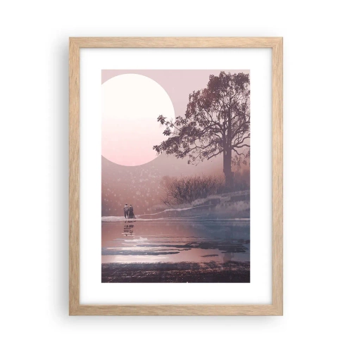 Plakát v rámu světlý dub - Noční zázraky - 30x40 cm