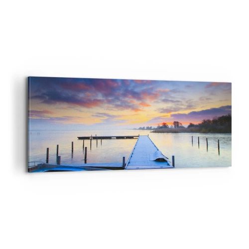 Obraz na plátně - Fialovo-zlatý klid - 100x40 cm