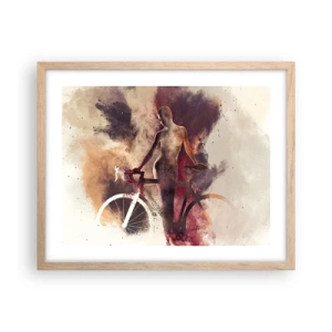 Plakát v rámu světlý dub - Cyklistická duše v mramorových tvarech - 50x40 cm