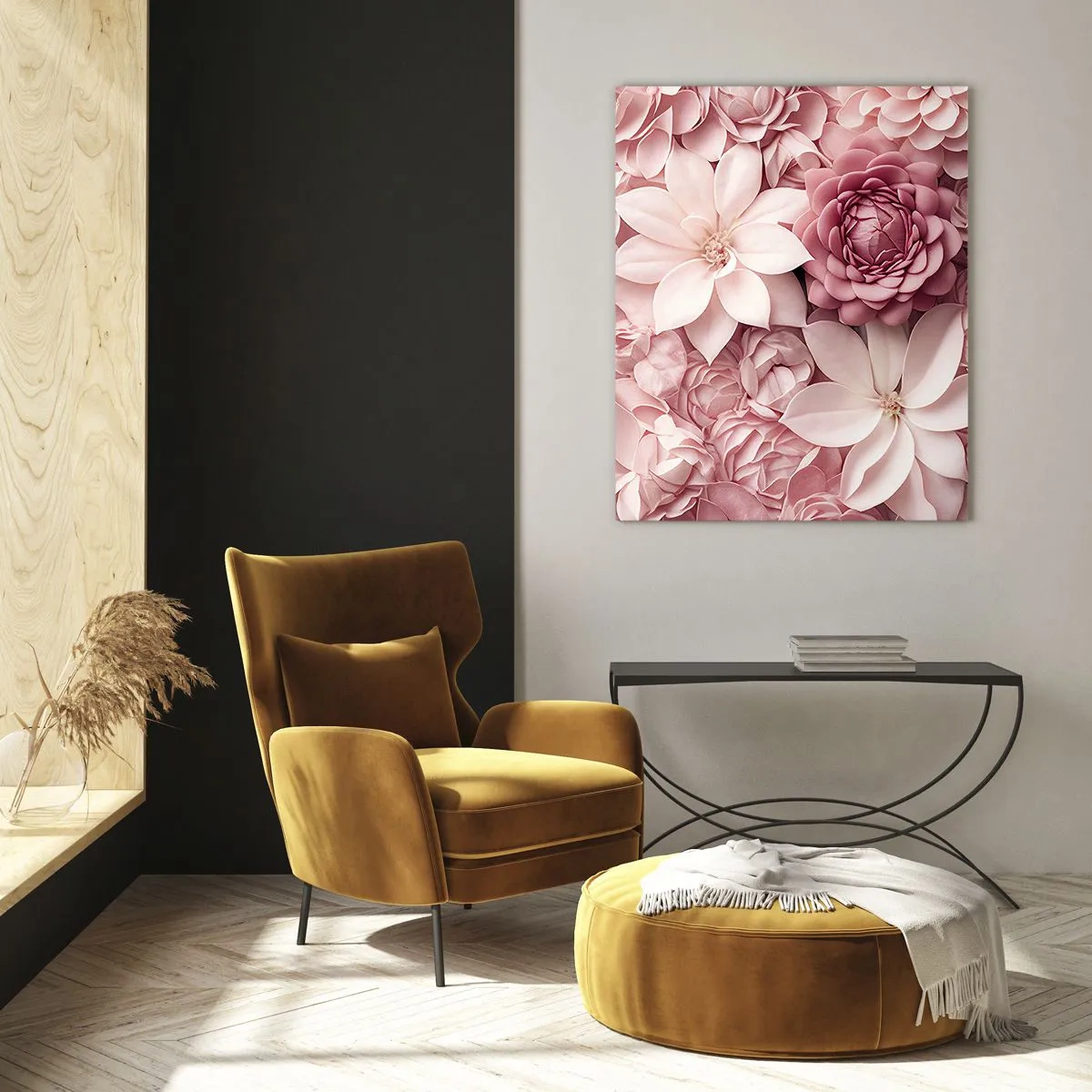 Obraz na skle - V růžových okvětních lístcích - 50x70 cm