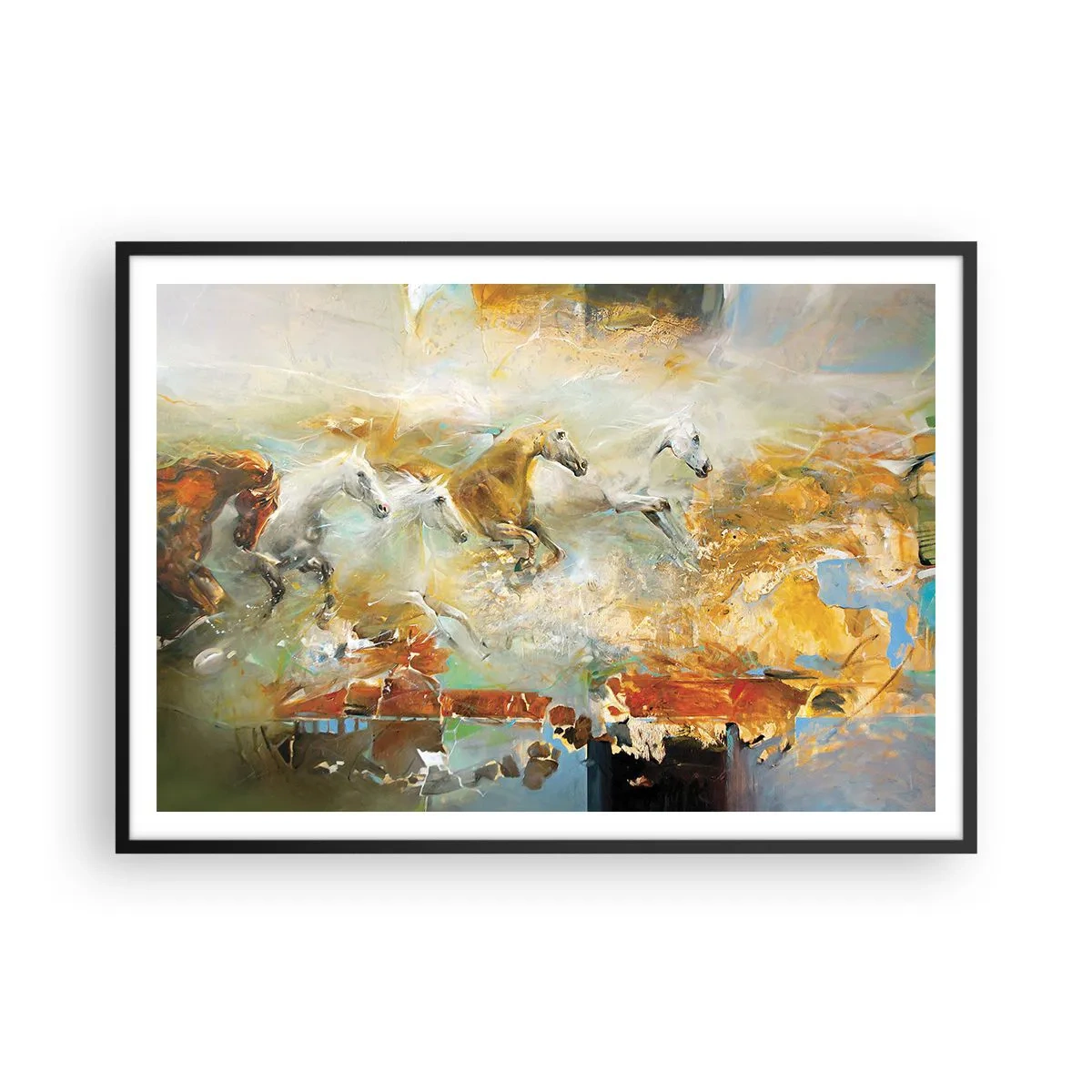 Plakát v černém rámu - Cválá světlem - 100x70 cm