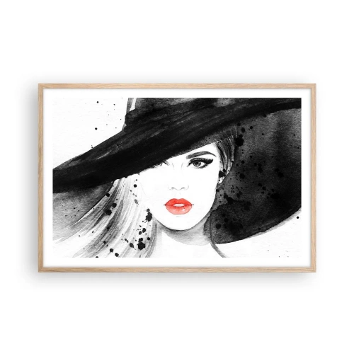 Plakát v rámu světlý dub - Dáma v černém - 91x61 cm