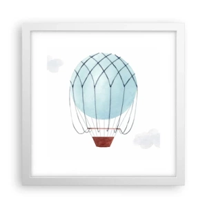 Plakát v bílém rámu - Celý v oblacích - 30x30 cm