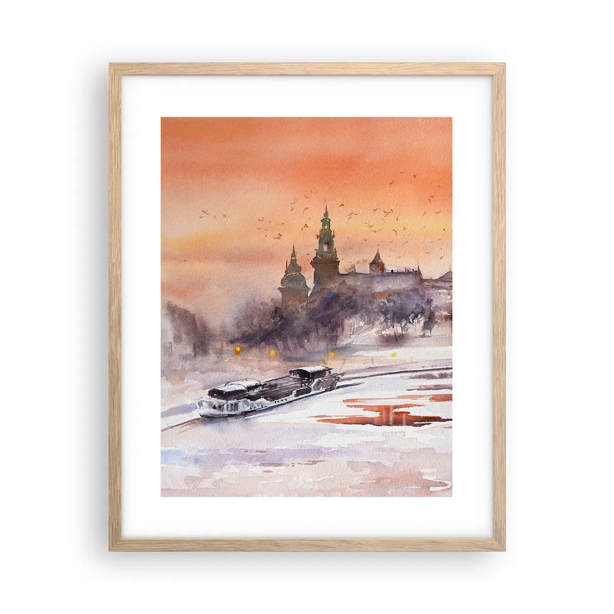 Plakát v rámu světlý dub - Královský západ slunce - 40x50 cm