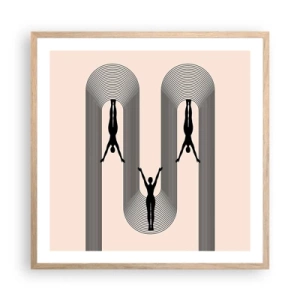 Plakát v rámu světlý dub - Vzhůru nohama - 60x60 cm