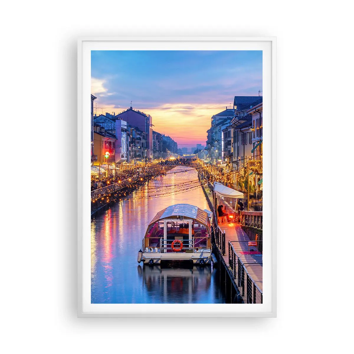 Plakát v bílém rámu - Večer plný světla a zábavy - 70x100 cm