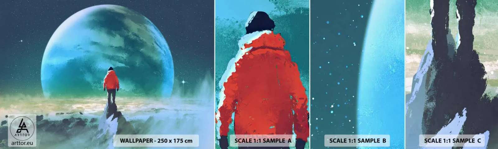 Vzor Fototapety Samolepicí Deluxe Sticker - Objevitel nové zemi - Abstrakce, Fantazie, Planeta Země - 100x30 cm