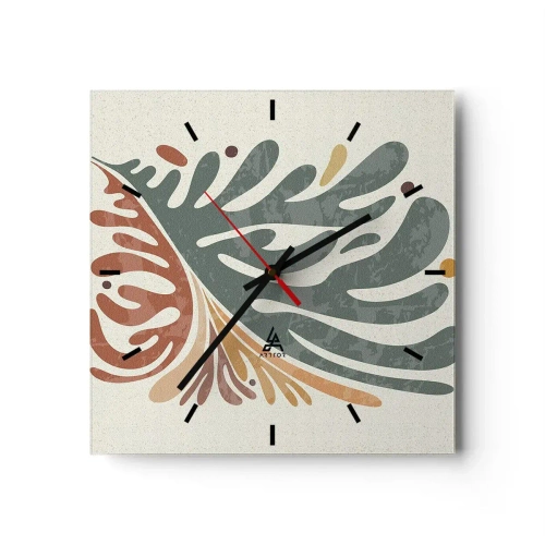 Nástěnné hodiny - Vícebarevný list - 30x30 cm