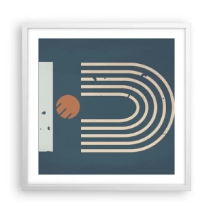 Plakát v bílém rámu - Geometrie v námořnické modři - 50x50 cm