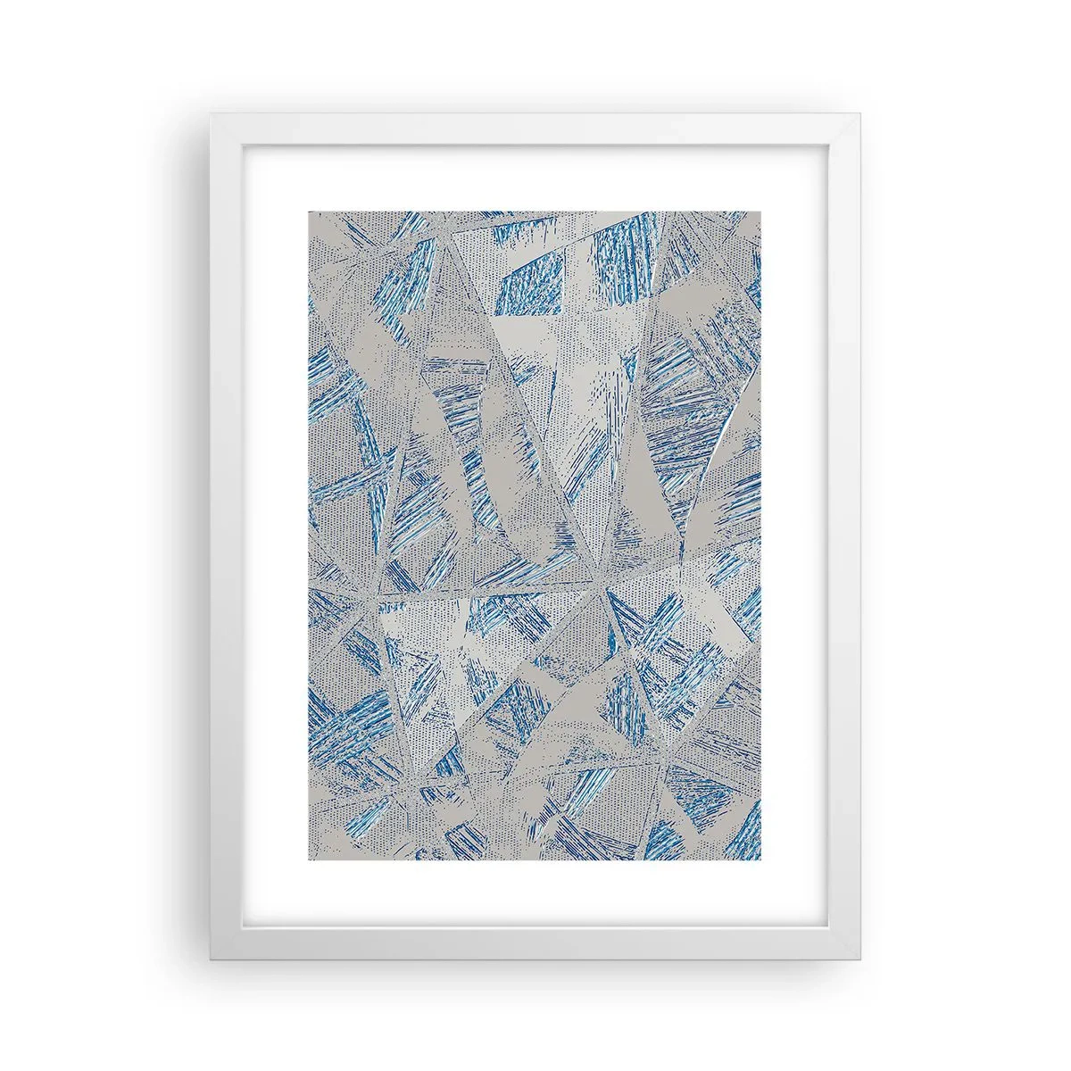 Plakát v bílém rámu - V šedomodrém labyrintu - 30x40 cm