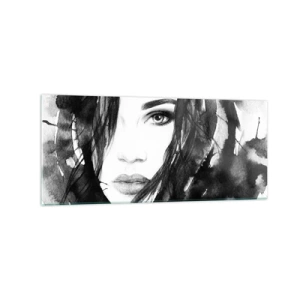 Obraz na skle - Portrét dámy v černé a bílé - 120x50 cm