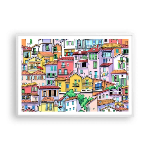 Plakát v bílém rámu - Veselé město - 100x70 cm