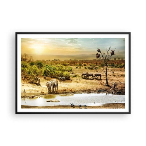Plakát v černém rámu - „Z ráje opět pramenila řeka…“ - 100x70 cm