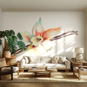 Fototapeta Premium Sand - Barvičkou rozlitá sladkost - Vanilkový květ, Květ, Vanilková tyčinka - 450x315 cm