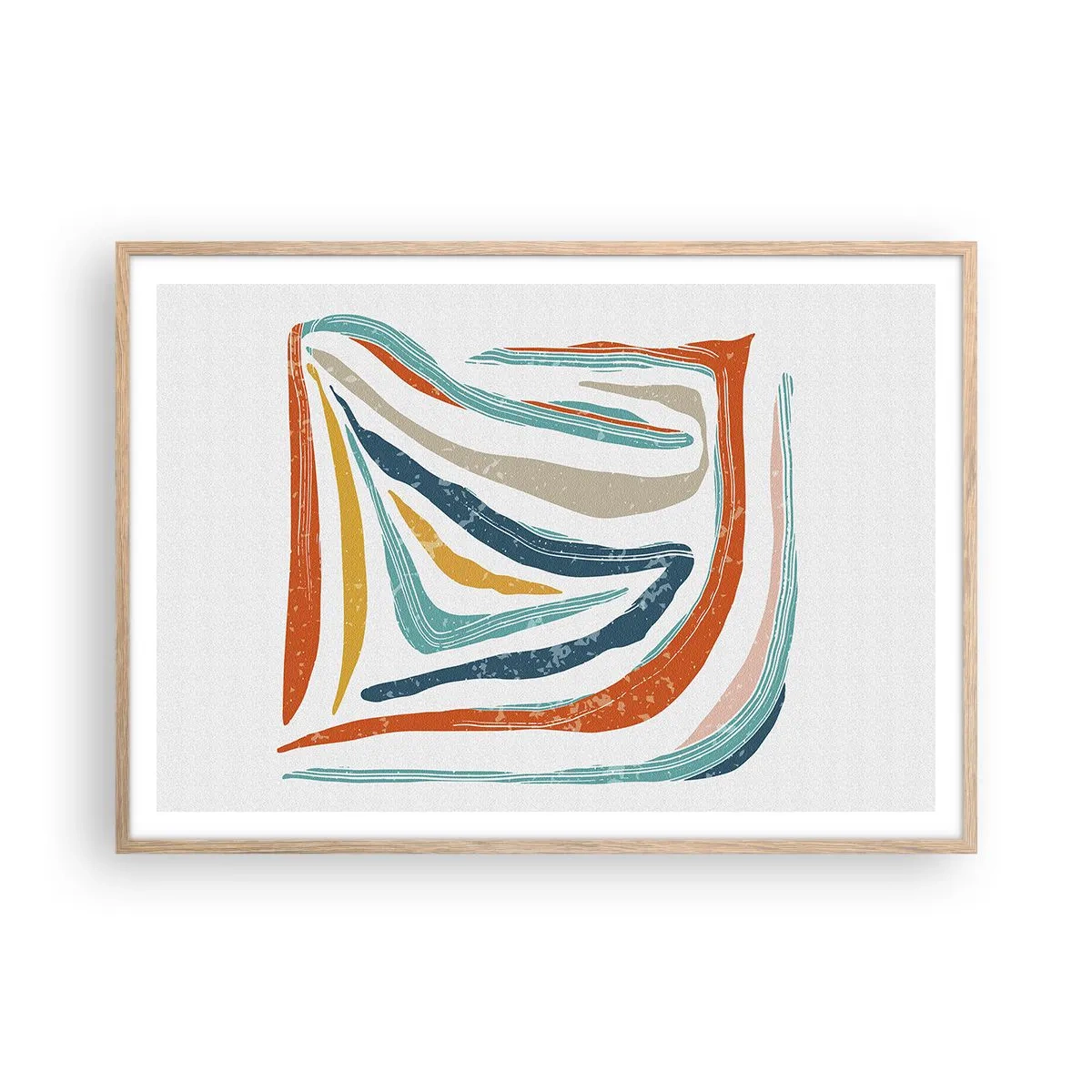Plakát v rámu světlý dub - Přátelsky usměvavá abstrakce - 100x70 cm