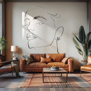 Fototapeta Standard Eco - Minimalistický portrét ženy v jedné linii - 100x70cm - Hrdý pohled - Moderní nástěnná dekorace do obývacího pokoje a ložnice ARTTOR