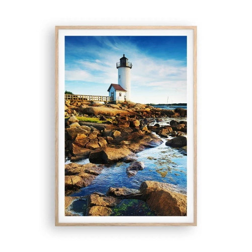 Plakát v rámu světlý dub - Vraťte se šťastně, čekám - 70x100 cm