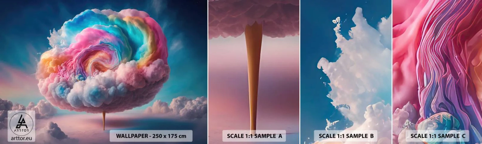 Fototapeta Vzorek Standard Eco - Sen o zábavním parku - Pastel, Mraky, Sladký - 100x30 cm