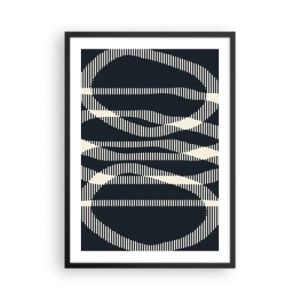 Plakát v černém rámu - Abstraktní geometrický motiv v odstínech černé a bílé - 50x70cm - Pokus o prolomení temnoty - Moderní nástěnná dekorace do obývacího pokoje a ložnice ARTTOR