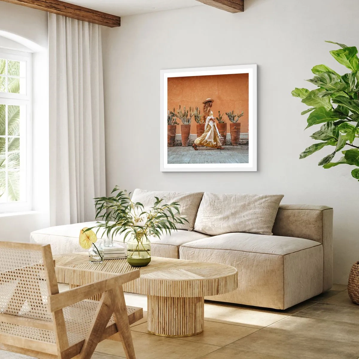 Plakát v bílém rámu - V hippie stylu - 30x30 cm