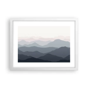 Plakát v bílém rámu - Vlny hor - 40x30 cm