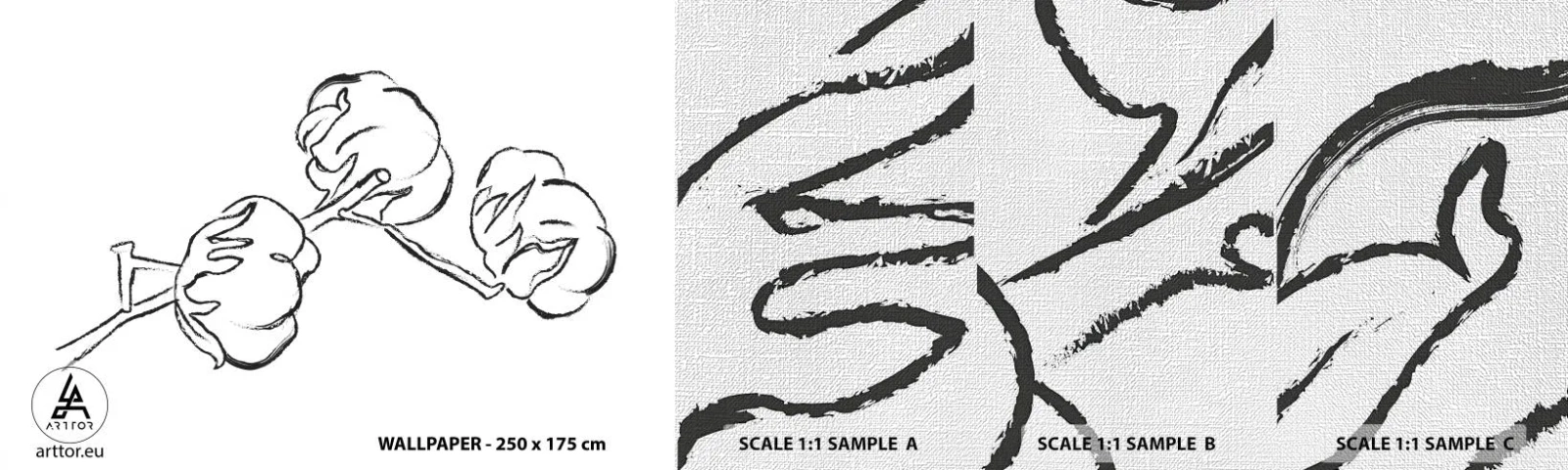 Vzor Fototapety Premium Canvas - Bavlněné chmýří - Bavlna, Minimalismus, Obrys - 100x30 cm