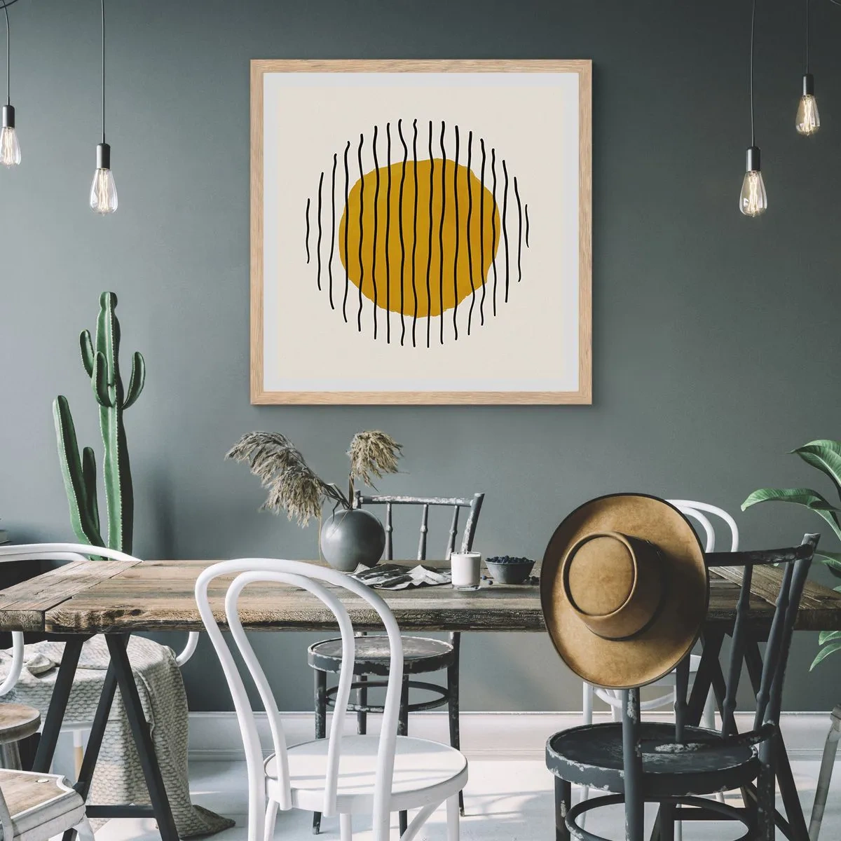 Plakát v rámu světlý dub - Abstrakce chvějící se žárem - 60x60 cm