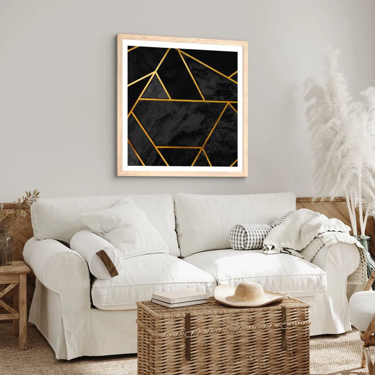 Plakát v rámu světlý dub - Temnota a světlo - 40x40 cm