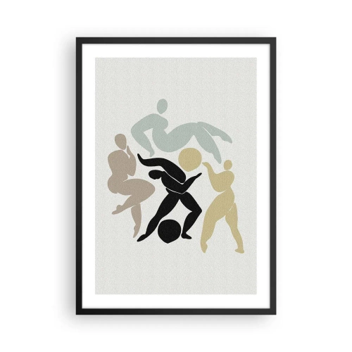 Plakát v černém rámu - Abstraktní siluety postav v dynamickém pohybu - 50x70cm - Pohyb pro zdraví a krásu - Moderní nástěnná dekorace do obývacího pokoje a ložnice ARTTOR