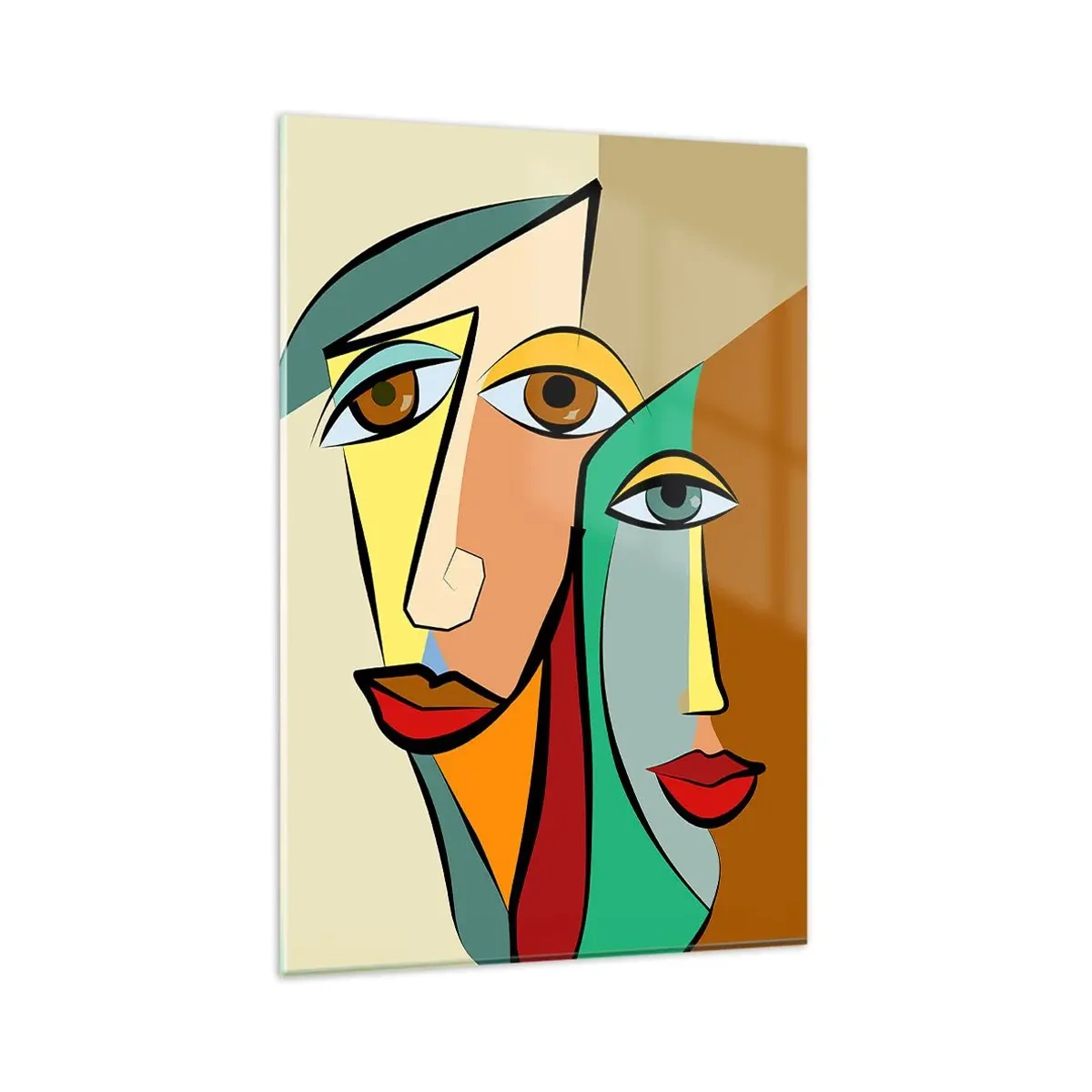 Obraz na skle - Kubistický pár - 80x120 cm