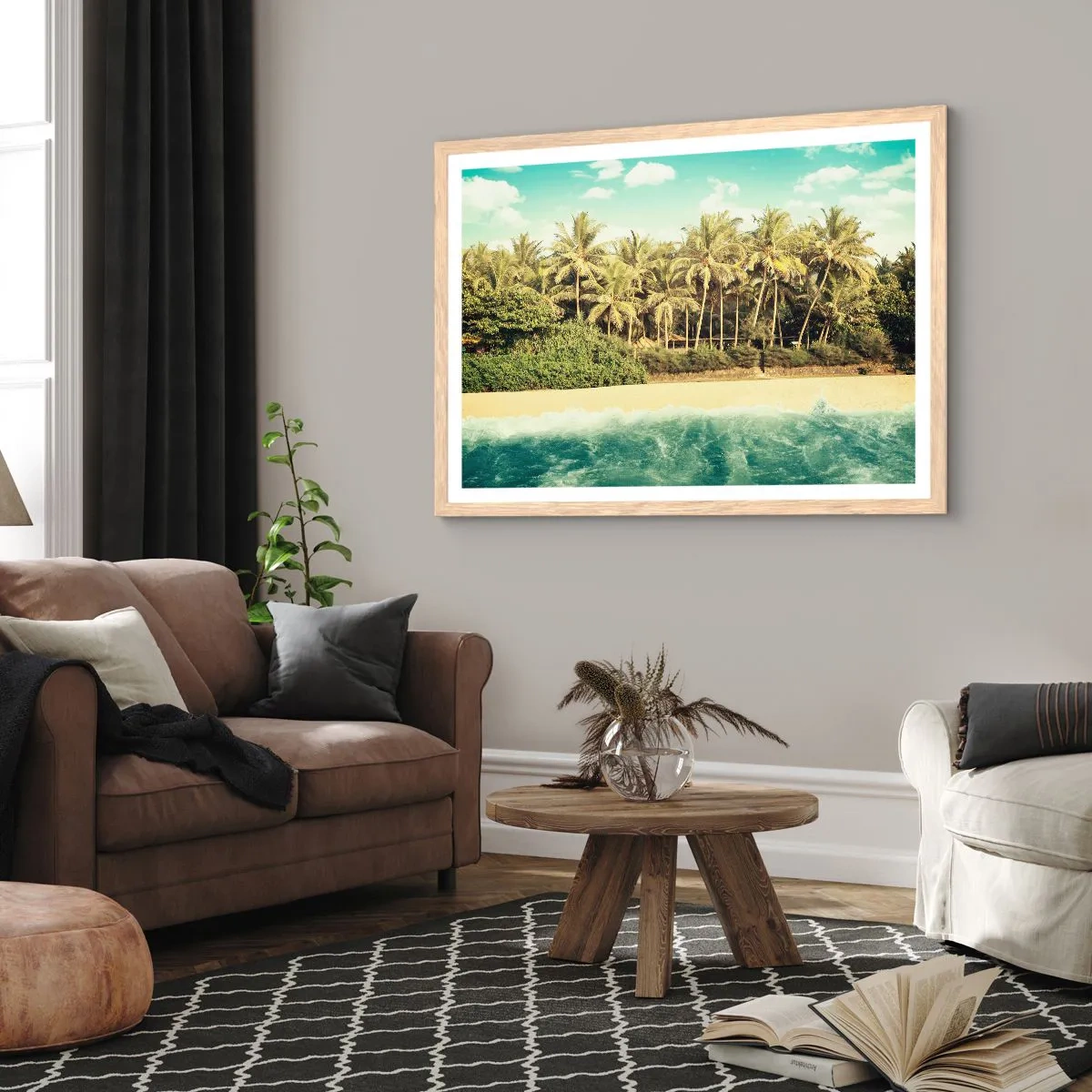 Plakát v rámu světlý dub - Co třeba tady? - 91x61 cm