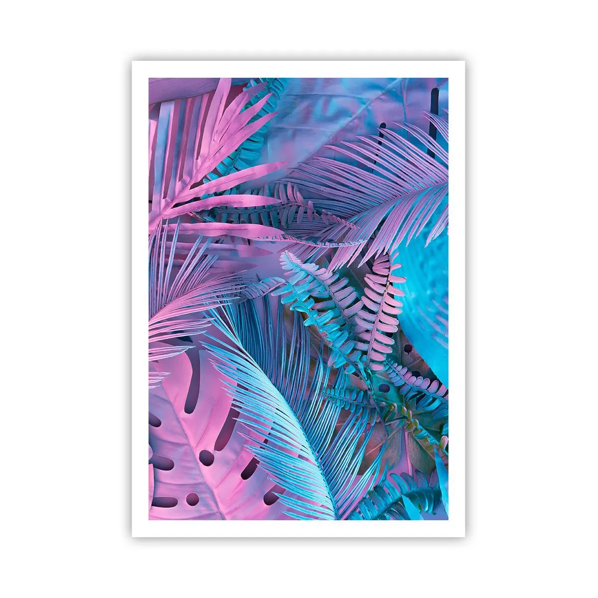 Plakát - Tropy v růžové a modré - 70x100 cm