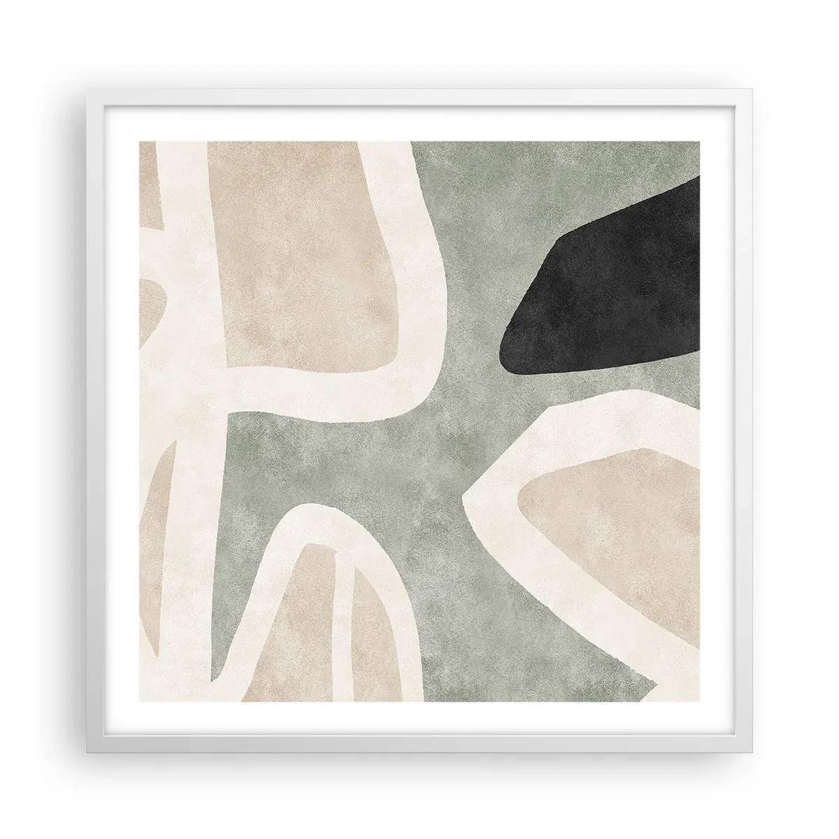 Plakát v bílém rámu - Kompozice s černým motivem - 60x60 cm
