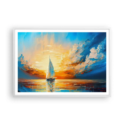 Plakát v bílém rámu - Plavba ve zlatě - 100x70 cm