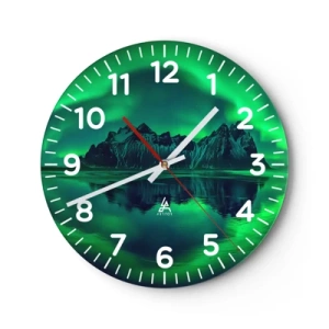 Nástěnné hodiny - V náručí polární záře - 40x40 cm