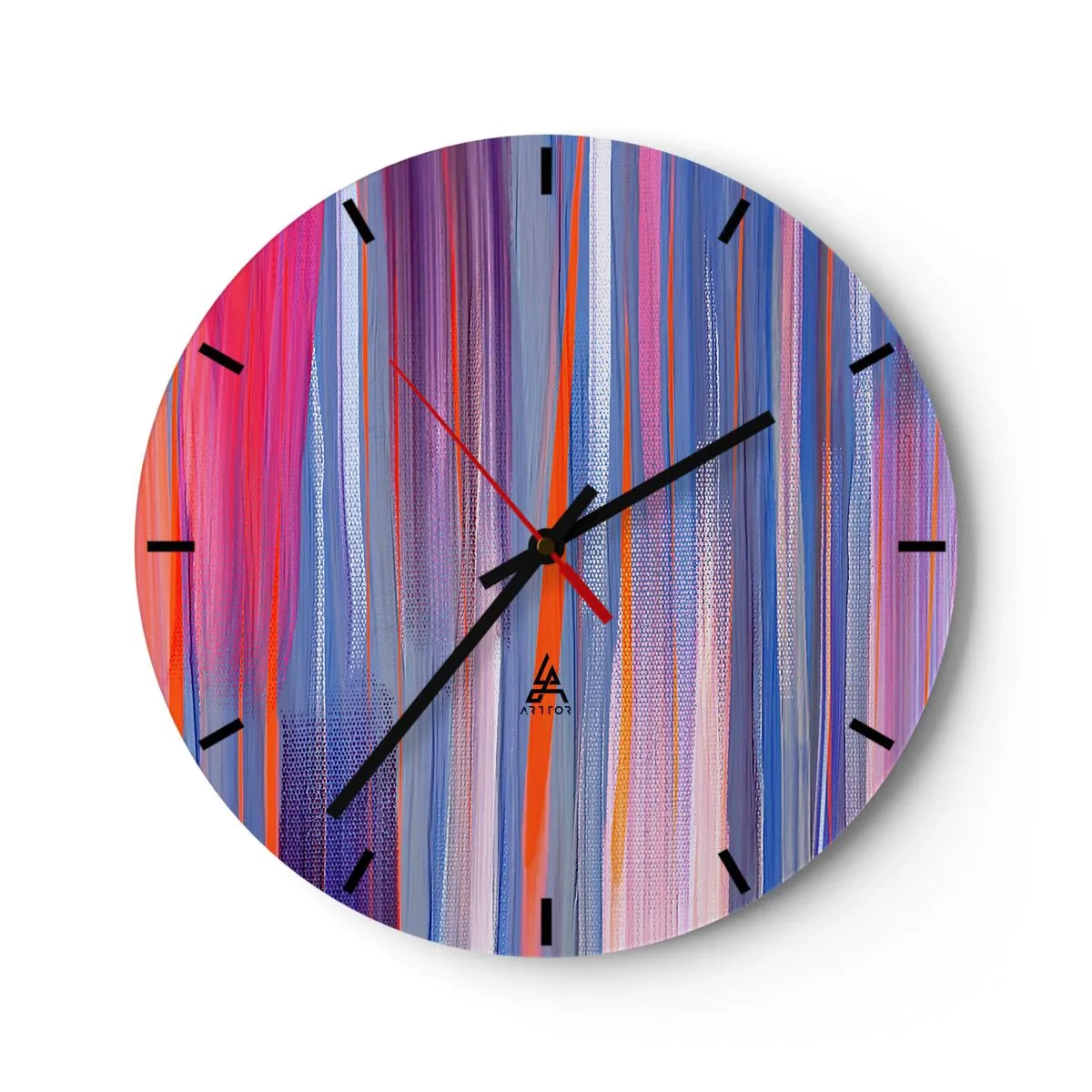 Nástěnné hodiny - Vícebarevné vertikální tahy štětcem v abstraktním stylu - 30x30cm - Naduhuvstoupení - Moderní nástěnná dekorace do obývacího pokoje, kuchyně a ložnice ARTTOR