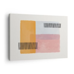 Obraz na plátně - Geometrie v pastelových barvách s čarami na světlém pozadí - 70x50cm - Z rohu do rohu - Moderní nástěnná dekorace do obývacího pokoje a ložnice ARTTOR