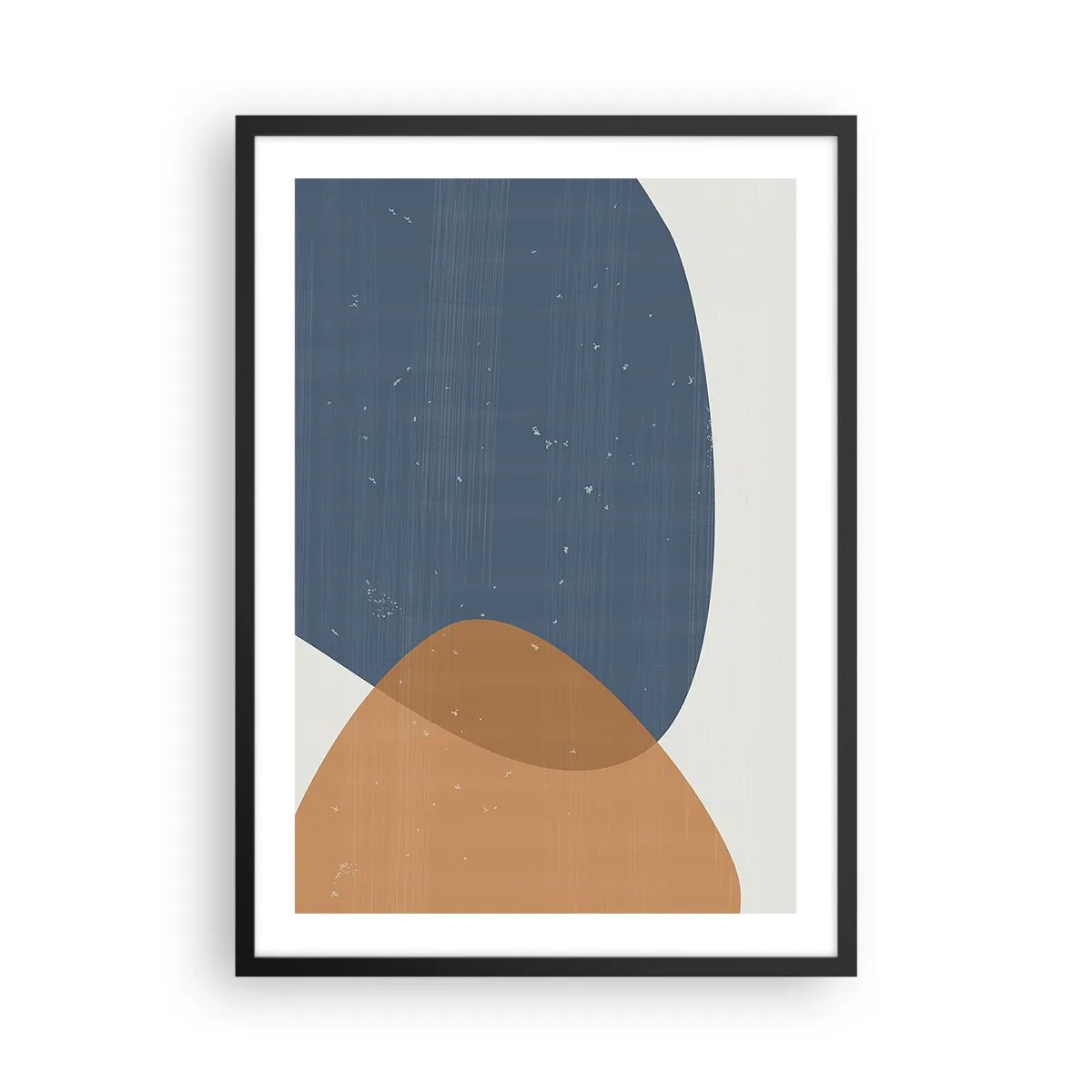 Plakát v černém rámu - Geometrie v odstínech modré a béžové - 50x70cm - Ovály a vlivy - Moderní nástěnná dekorace do obývacího pokoje a ložnice ARTTOR